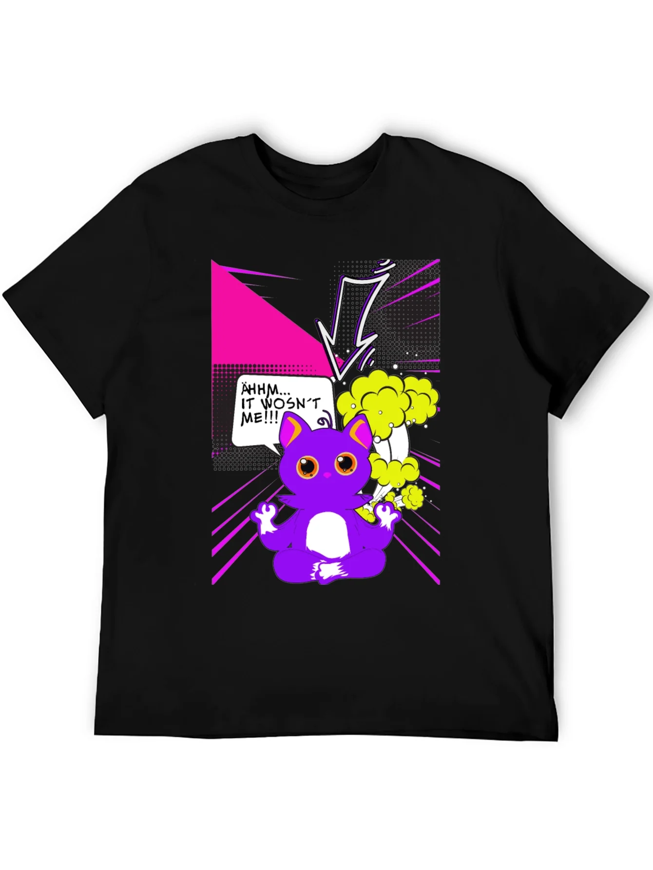 Camiseta Negra con Dise?o Gato Zen Explosivo