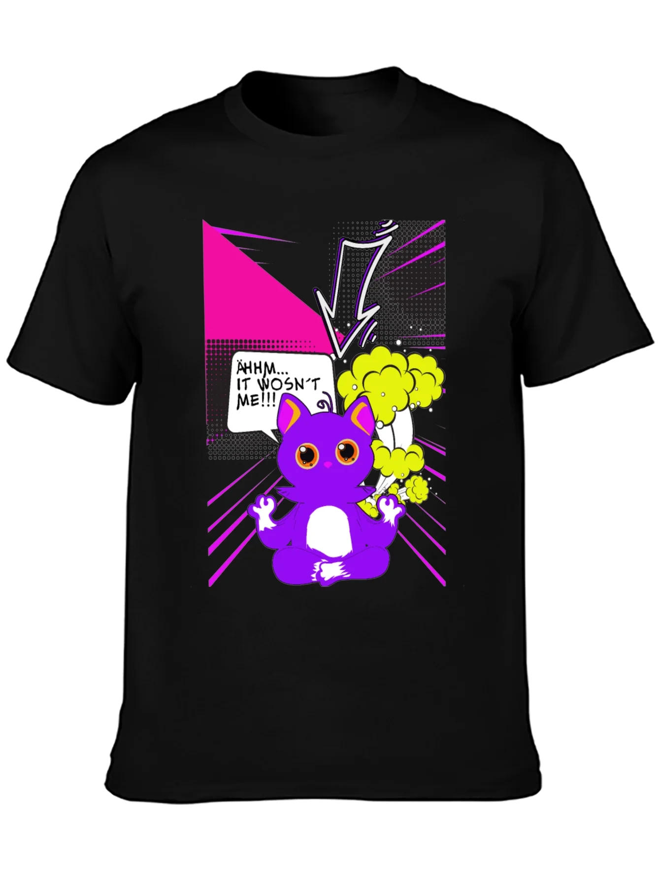 Camiseta Negra con Dise?o Gato Zen Explosivo