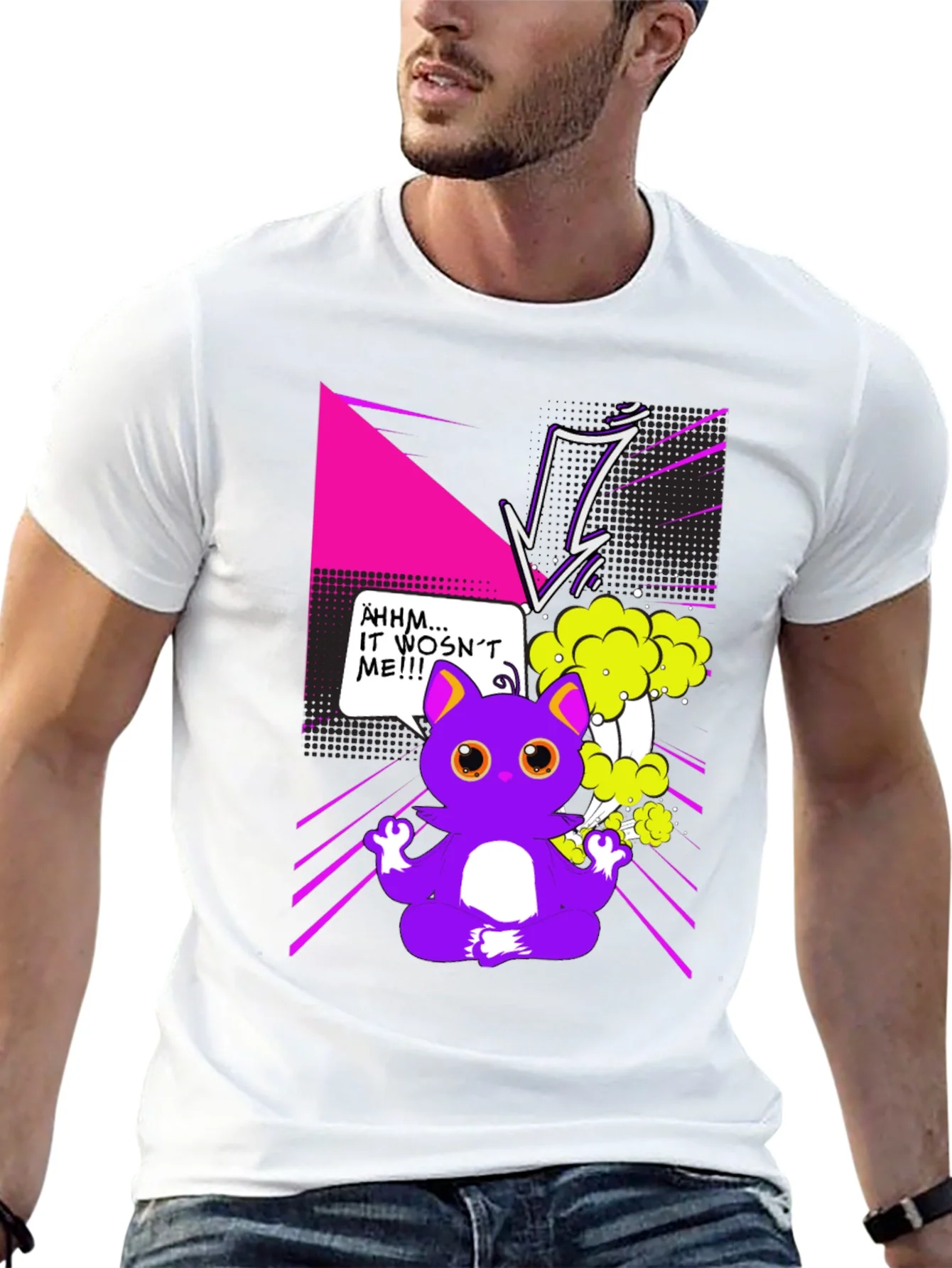 Camiseta Negra con Dise?o Gato Zen Explosivo