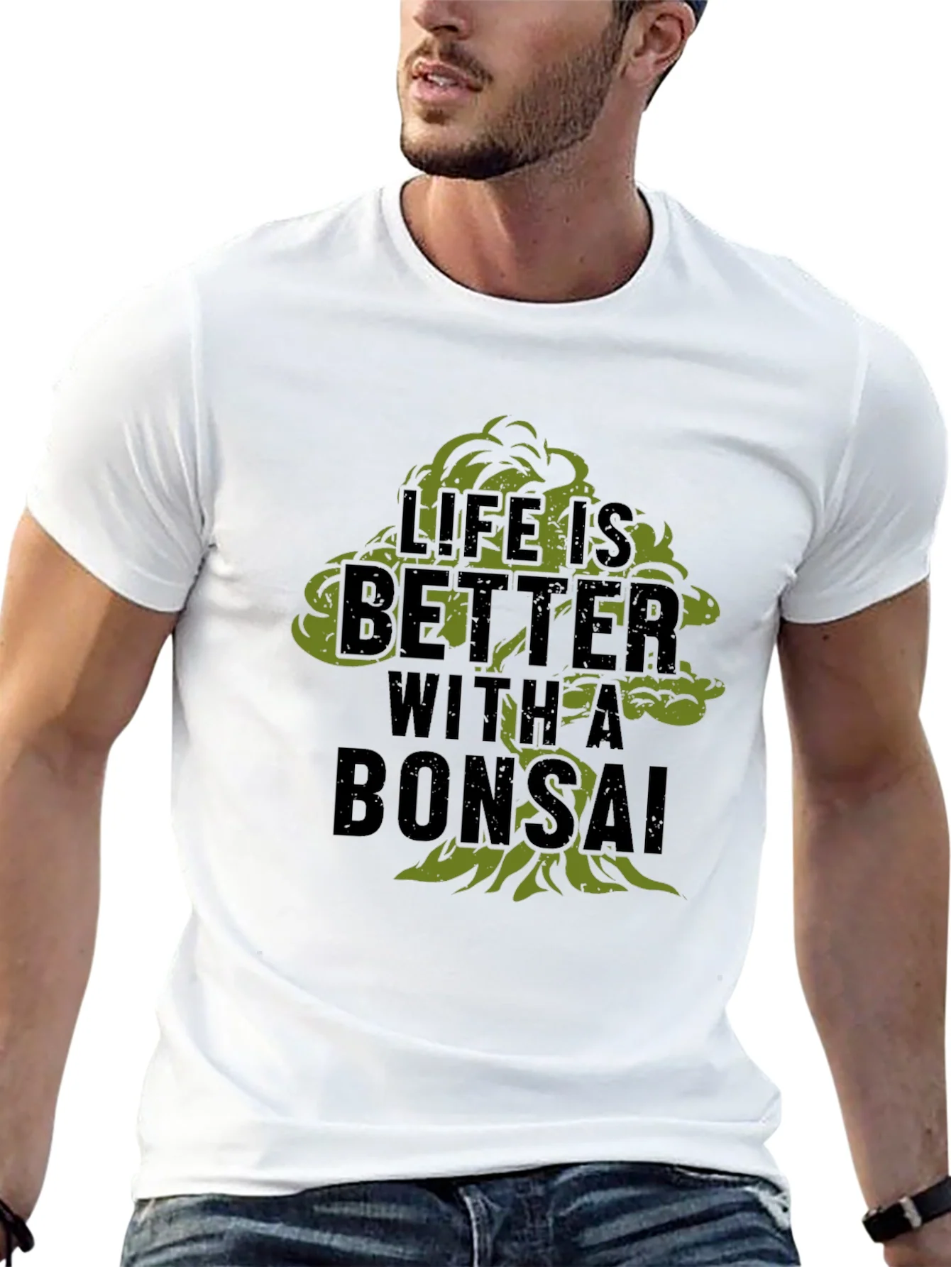 Camiseta Negra Hombre - Dise?o Bons¨¢i