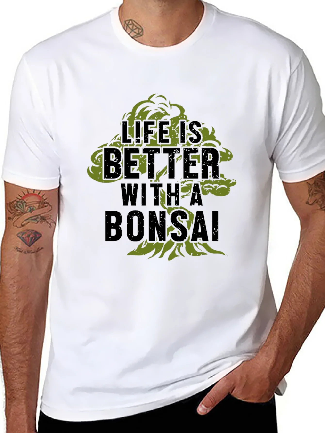 Camiseta Negra Hombre - Dise?o Bons¨¢i
