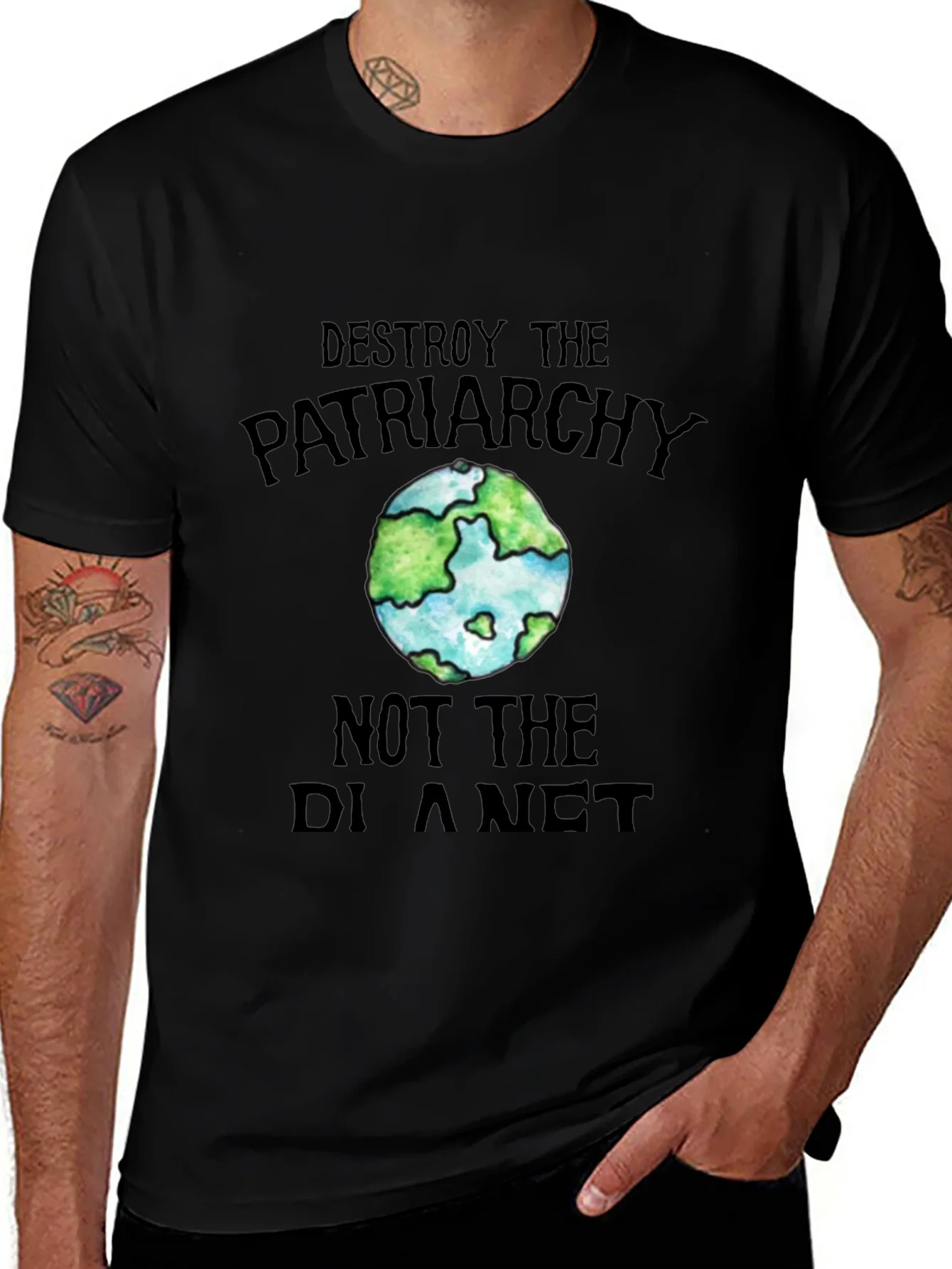 Rebbecca Destroy Patriarchy Earth Graphic Tee