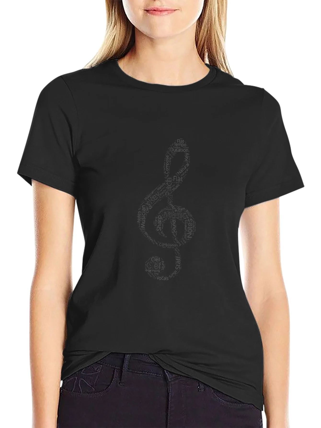 Rebbecca Mens Black Music Graphic T-Shirt