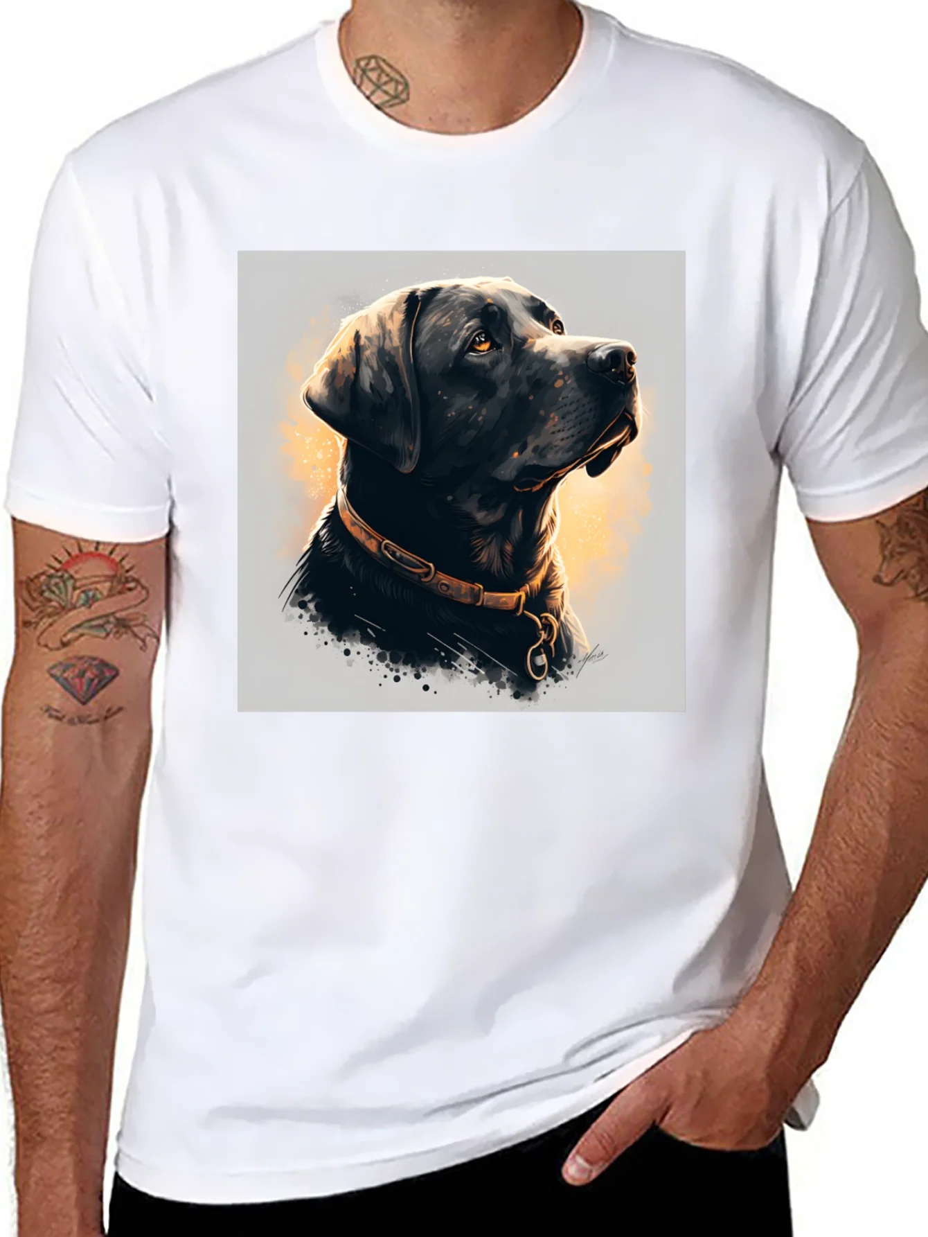 Camiseta Negra con Dise?o de Labrador Elegante