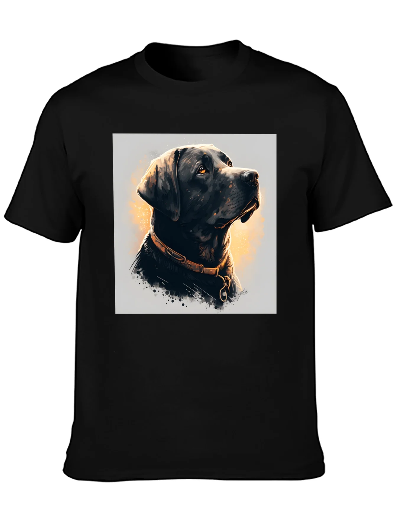 Camiseta Negra con Dise?o de Labrador Elegante