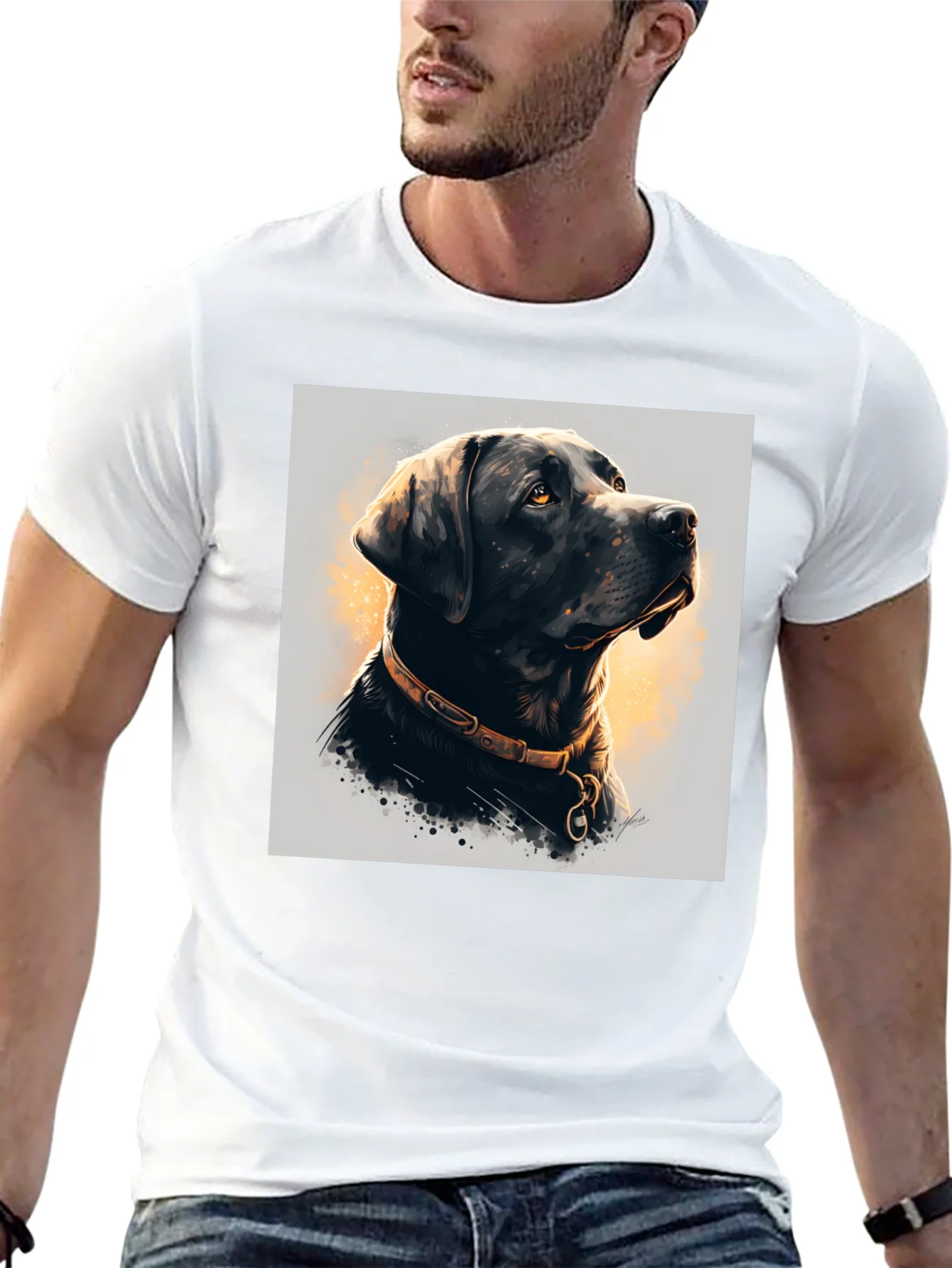 Camiseta Negra con Dise?o de Labrador Elegante