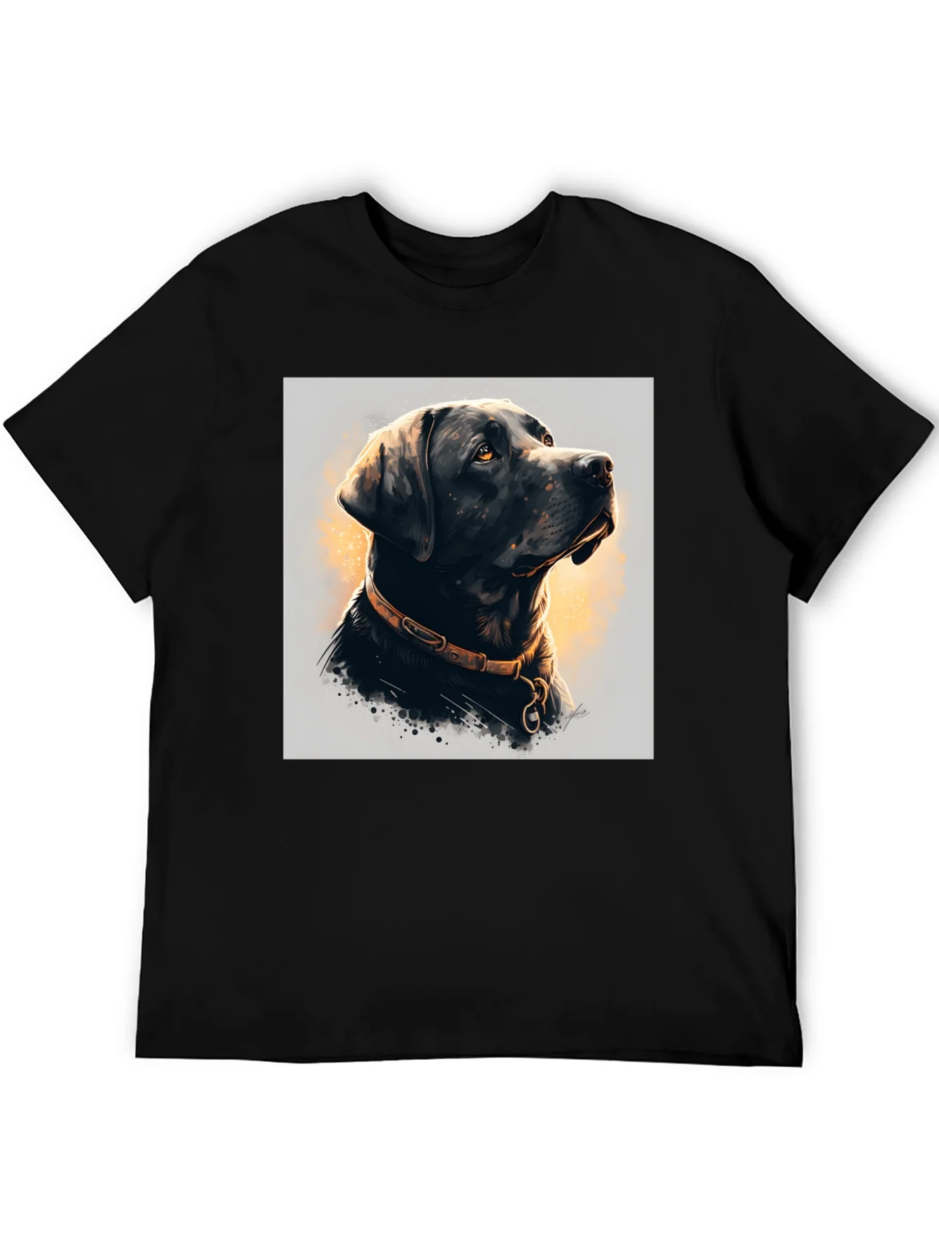 Camiseta Negra con Dise?o de Labrador Elegante