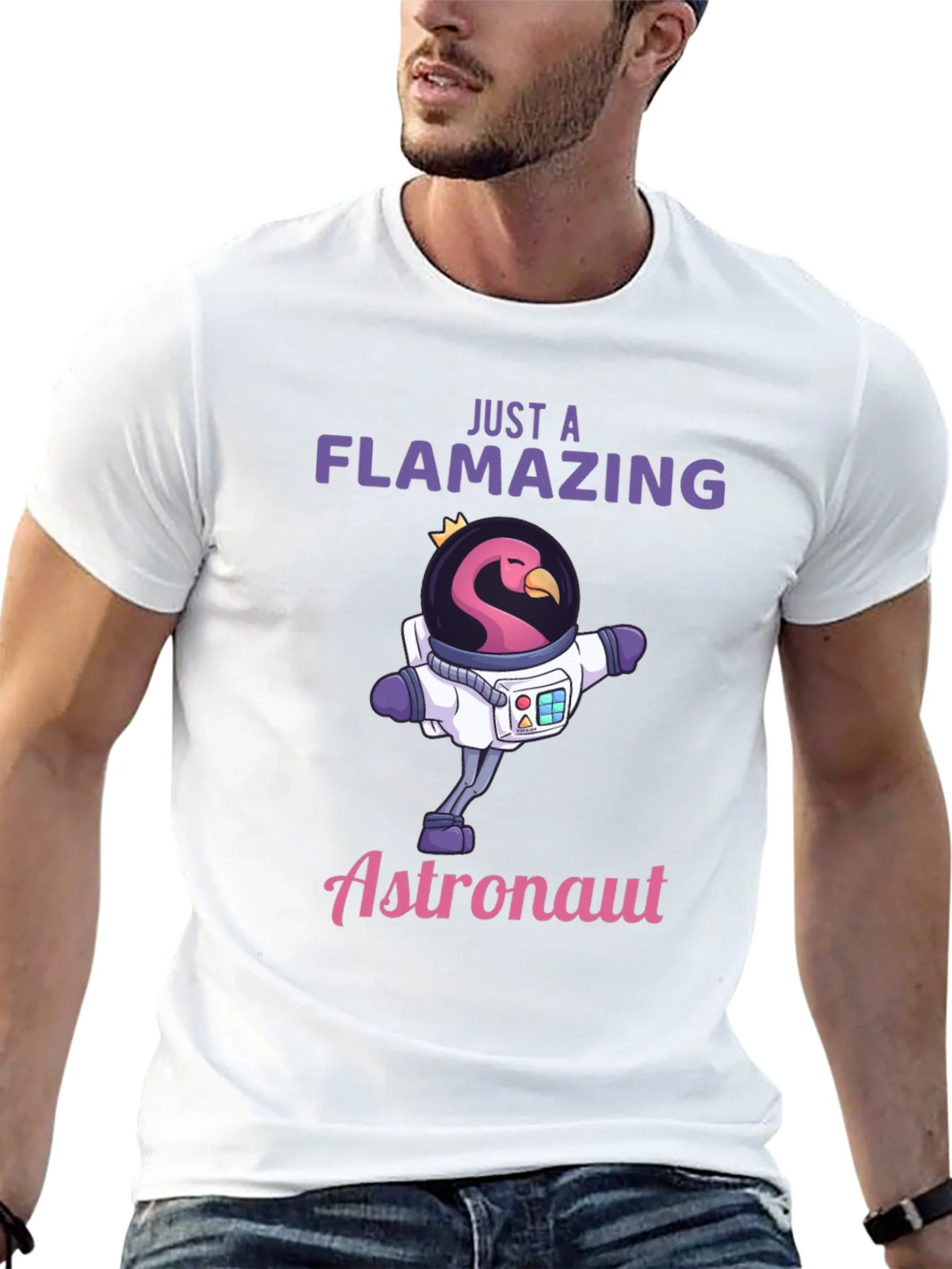 Camiseta Negra Flamenco Astronauta - ?Flamazing!