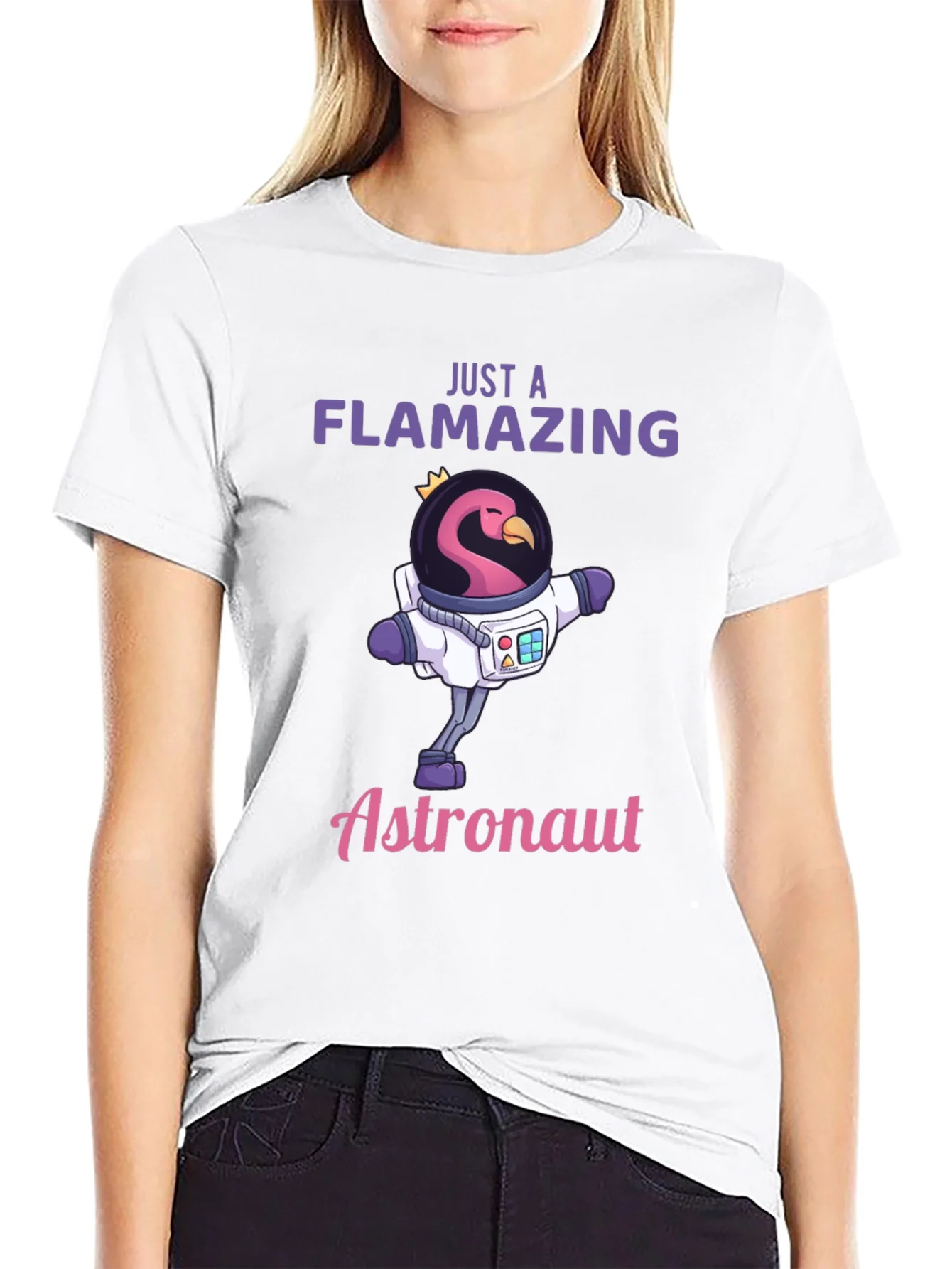Camiseta Negra Flamenco Astronauta - ?Flamazing!