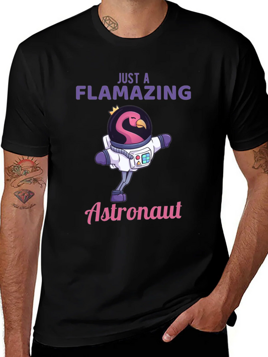 Camiseta Negra Flamenco Astronauta - ?Flamazing!