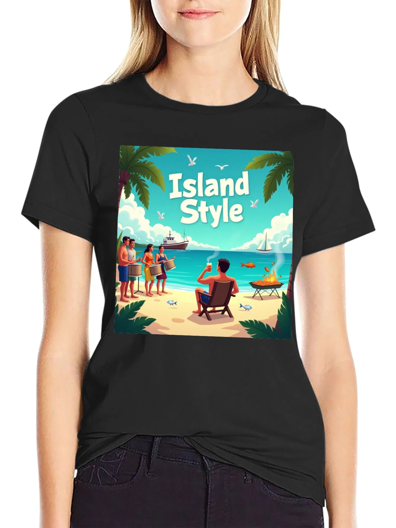 Rebbecca Island Style Graphic T-Shirt - Vacation Vibes