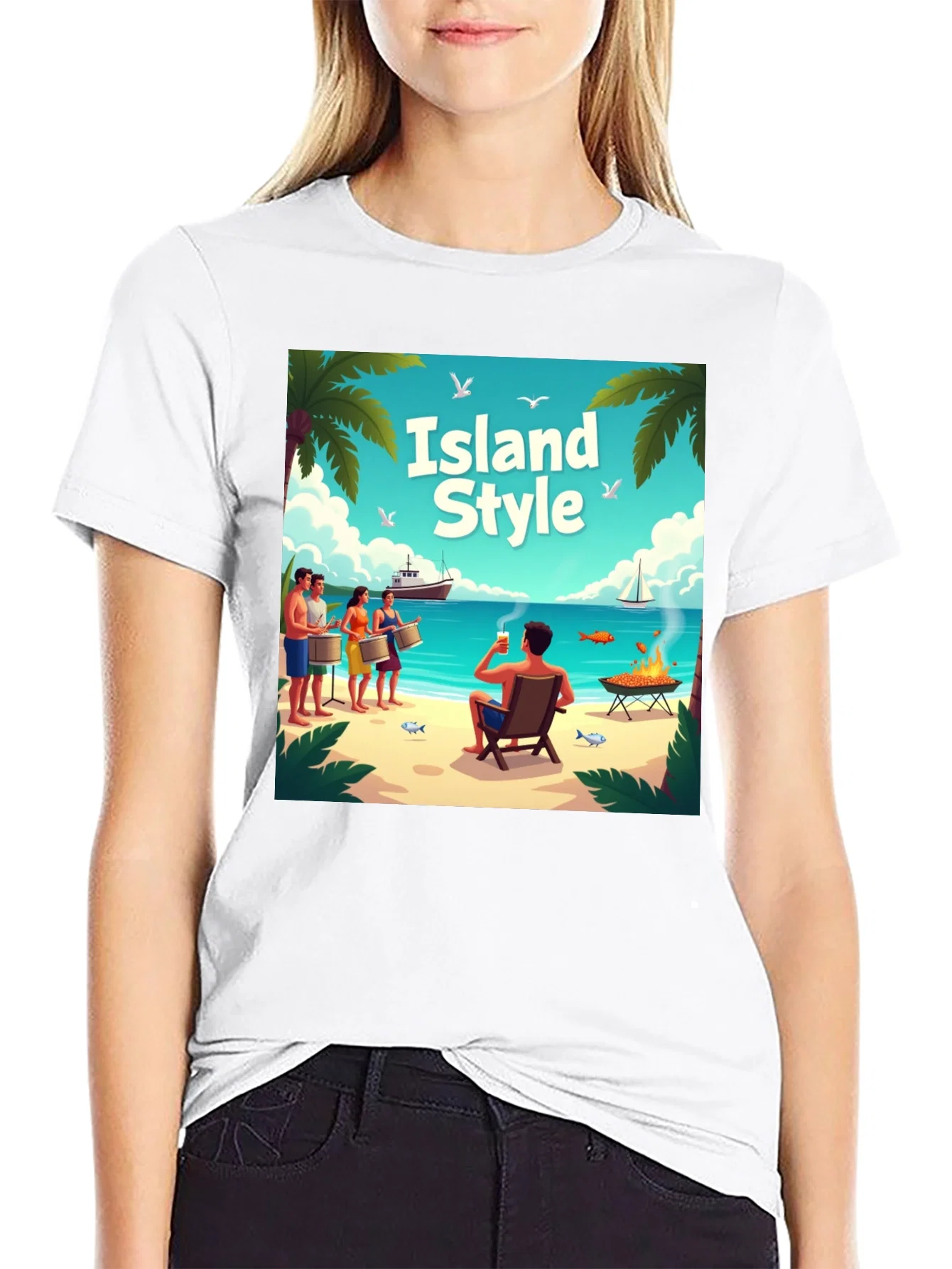 Rebbecca Island Style Graphic T-Shirt - Vacation Vibes