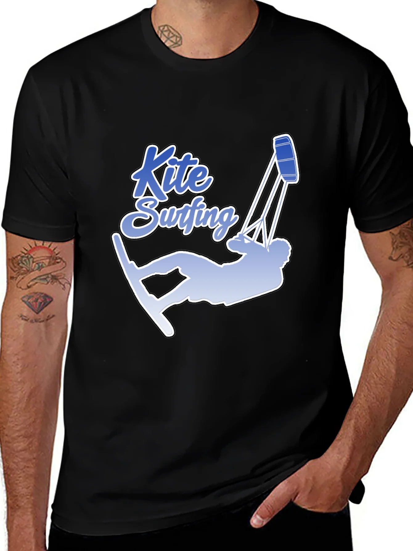 Rebbecca Kite Surfing Graphic Tee - Black Cotton T-Shirt