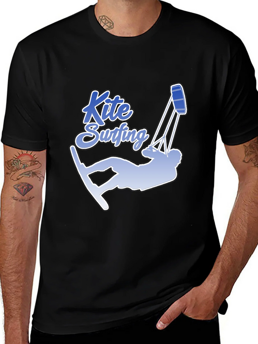Rebbecca Kite Surfing Graphic Tee - Black Cotton T-Shirt