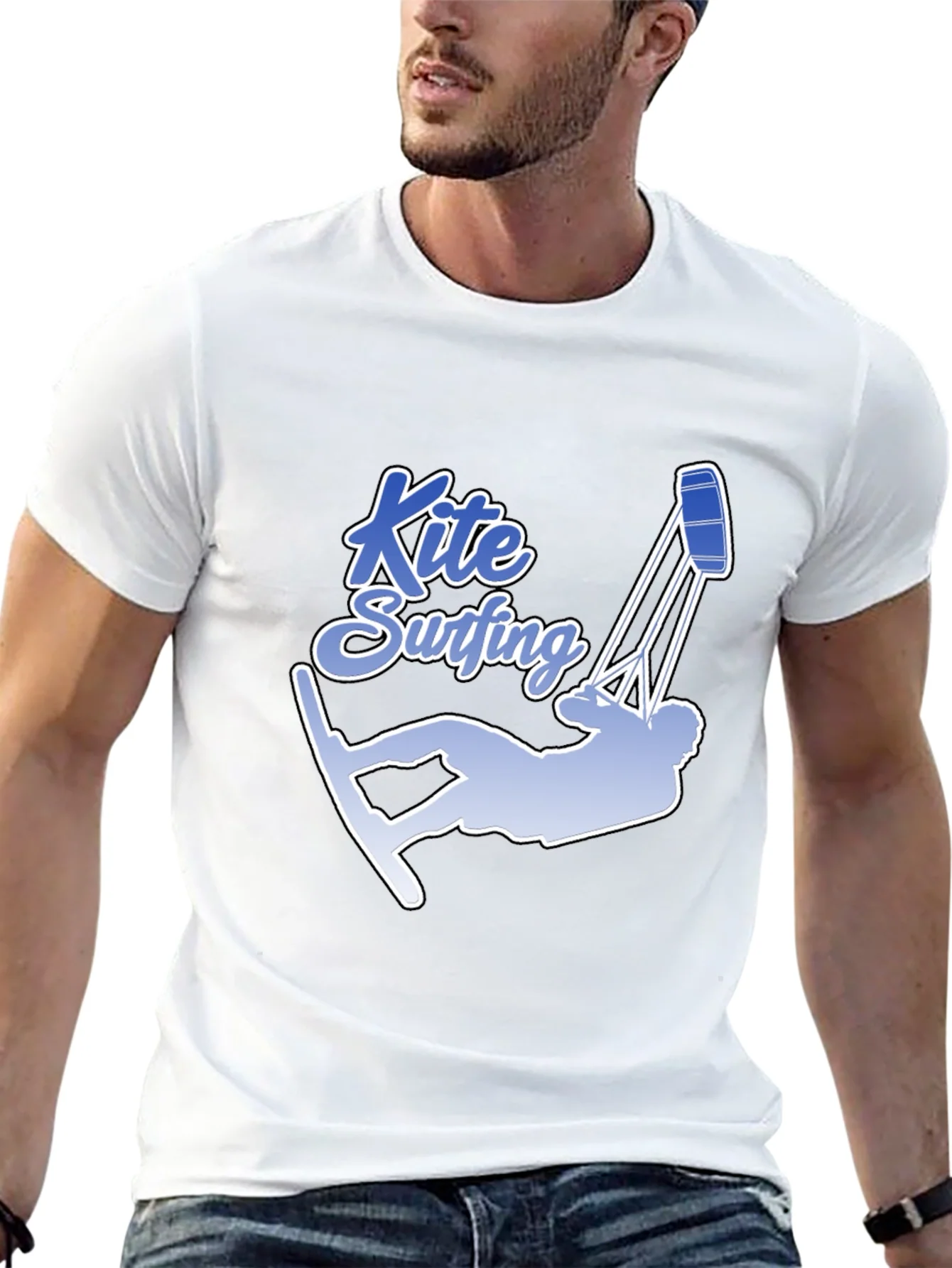 Rebbecca Kite Surfing Graphic Tee - Black Cotton T-Shirt