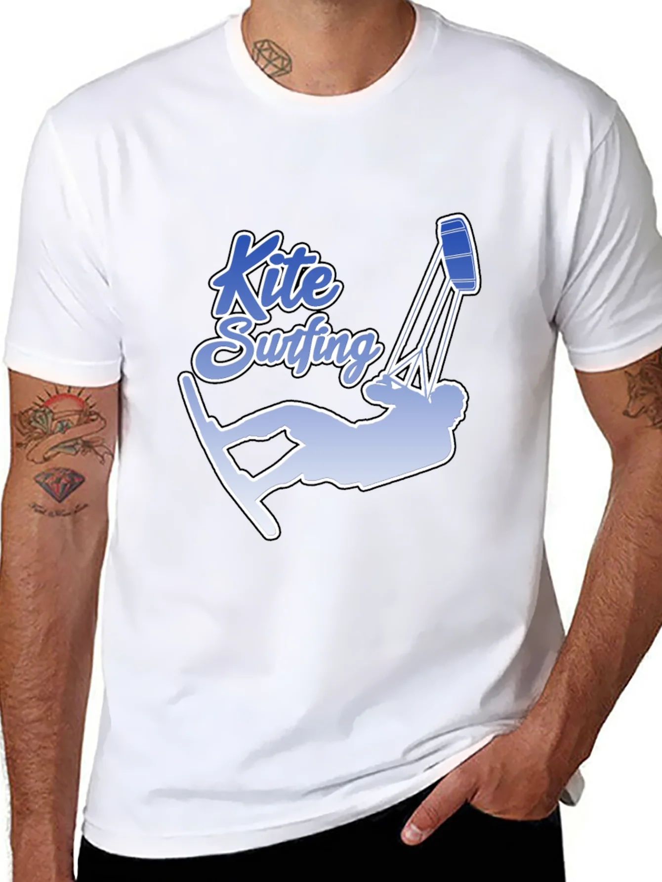 Rebbecca Kite Surfing Graphic Tee - Black Cotton T-Shirt