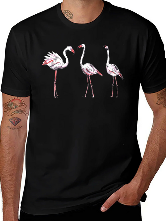 Camiseta Negra con Flamencos Estilizados