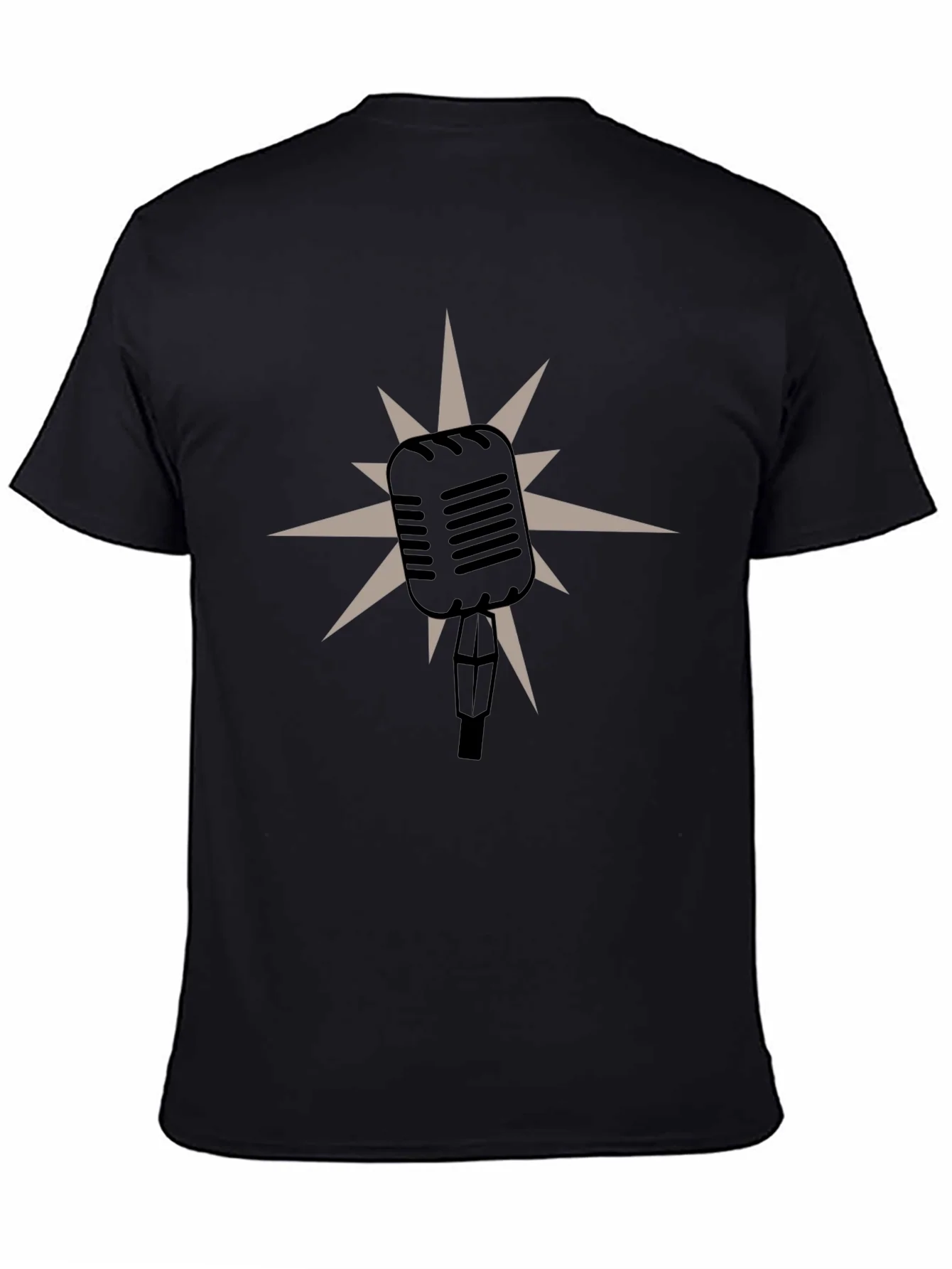 Camiseta Negra Retro Micr¨®fono Estelar
