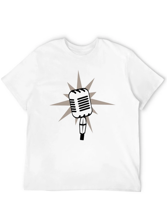 Camiseta Negra Retro Micr¨®fono Estelar