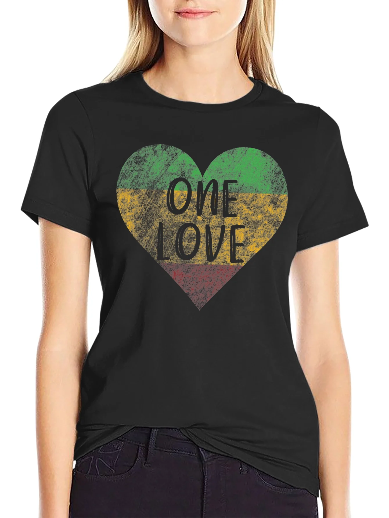 Camiseta Negra One Love Rasta
