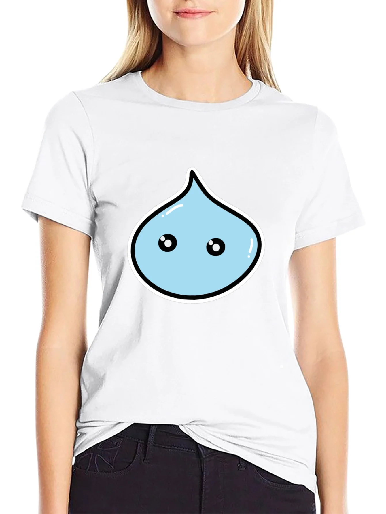 Rebbecca Kawaii Droplet Graphic Black T-Shirt