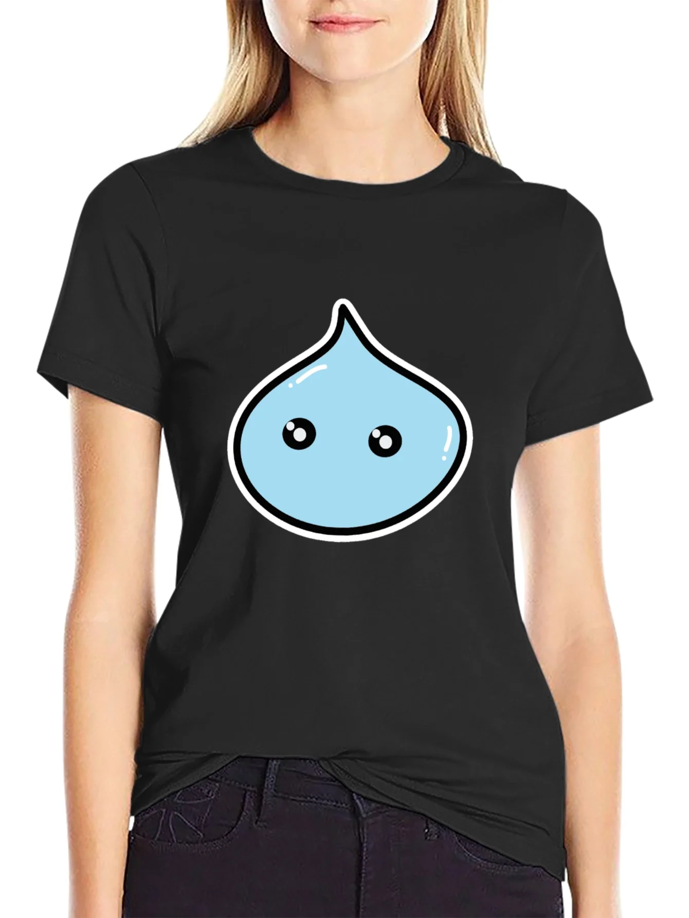 Rebbecca Kawaii Droplet Graphic Black T-Shirt