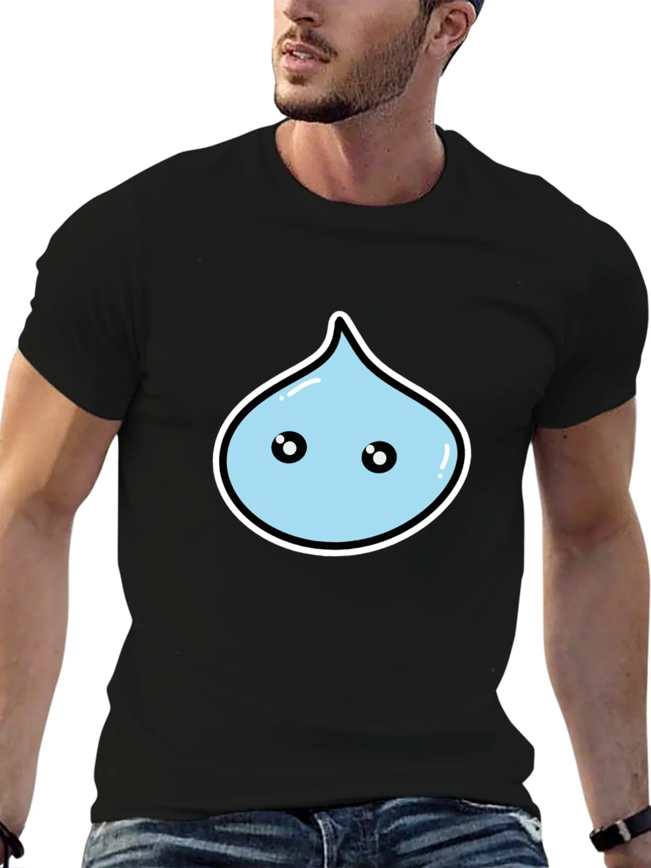 Rebbecca Kawaii Droplet Graphic Black T-Shirt