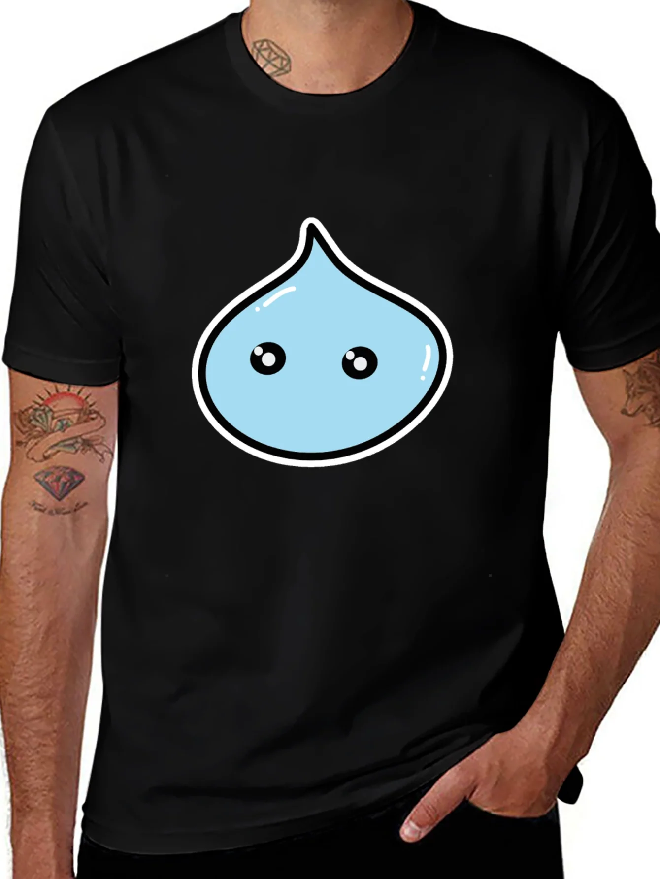 Rebbecca Kawaii Droplet Graphic Black T-Shirt