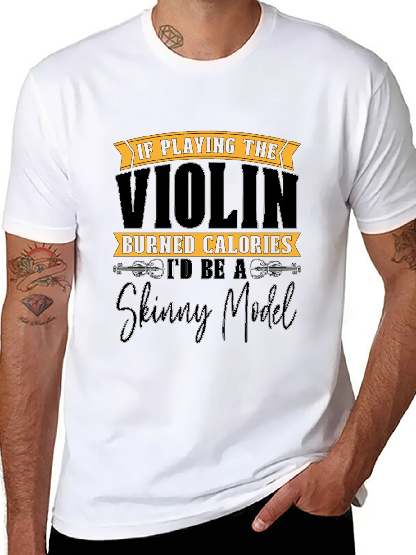 Rebbecca Funny Violinist T-Shirt: Skinny Model Quote