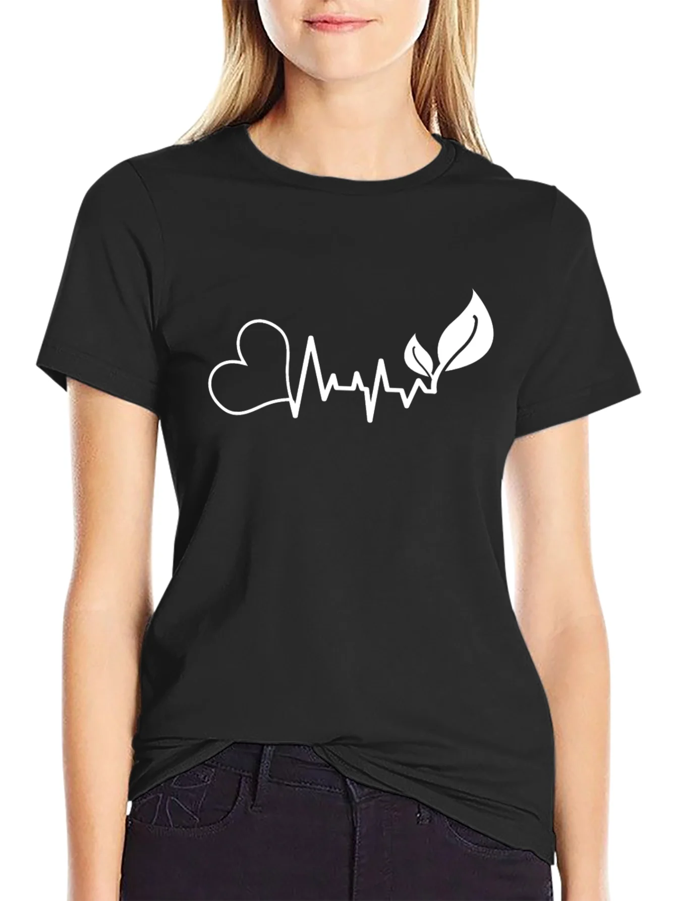 Camiseta Negra Coraz¨®n y Naturaleza