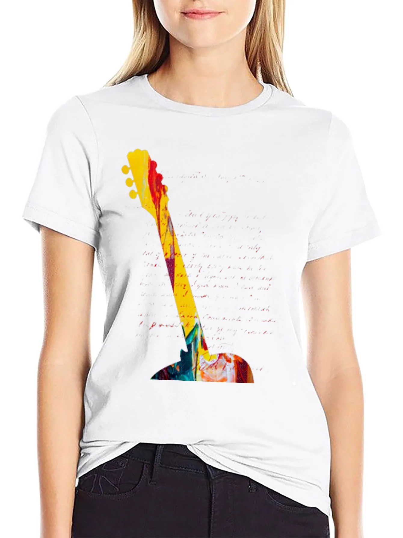 Rebbecca Abstract Guitar Graphic Tee - Bold Artistic Design