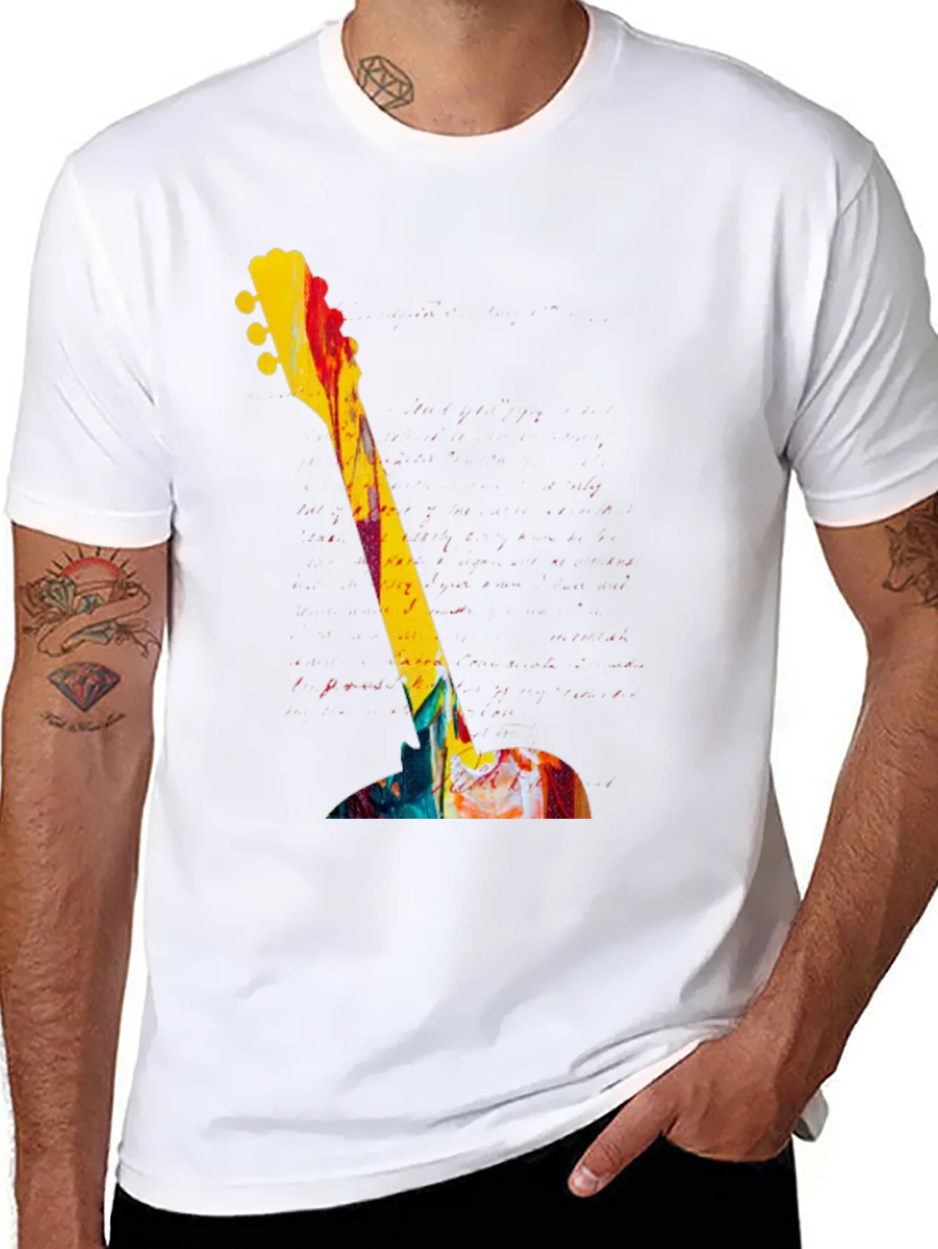 Rebbecca Abstract Guitar Graphic Tee - Bold Artistic Design