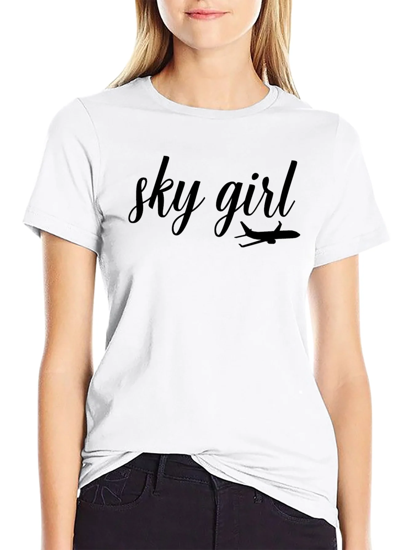 Camiseta Negra Sky Girl para Amantes de la Aviaci¨®n