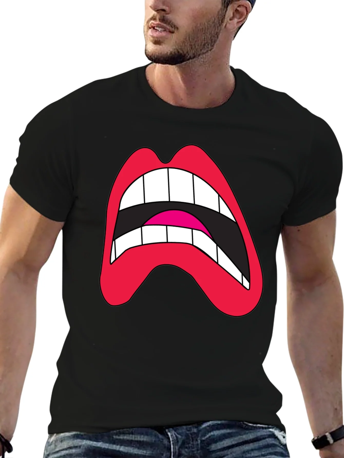 Rebbecca Loud Mouth Graphic Tee - Black Cotton Blend