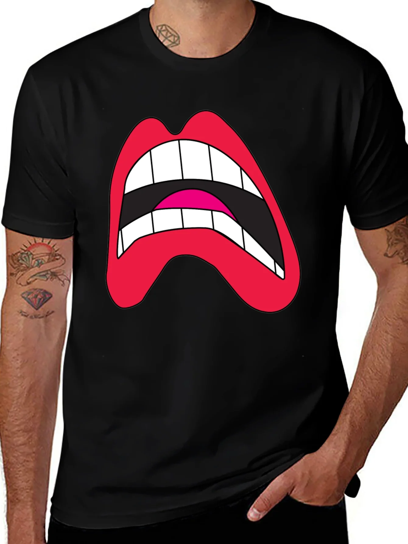 Rebbecca Loud Mouth Graphic Tee - Black Cotton Blend