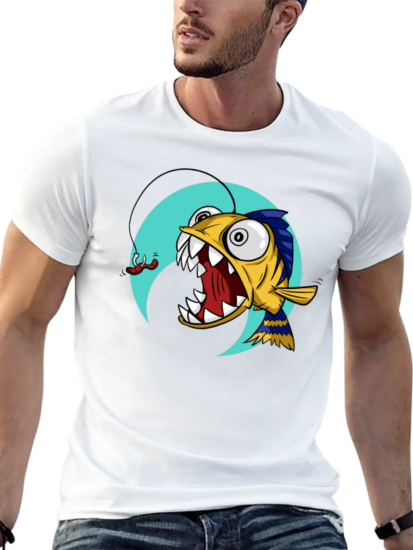Rebbecca Angler Fish Graphic T-Shirt - Black Cotton Tee