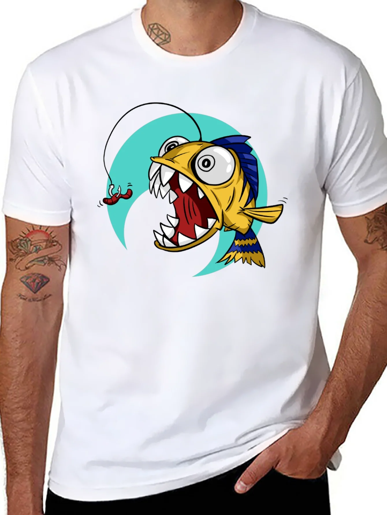 Rebbecca Angler Fish Graphic T-Shirt - Black Cotton Tee