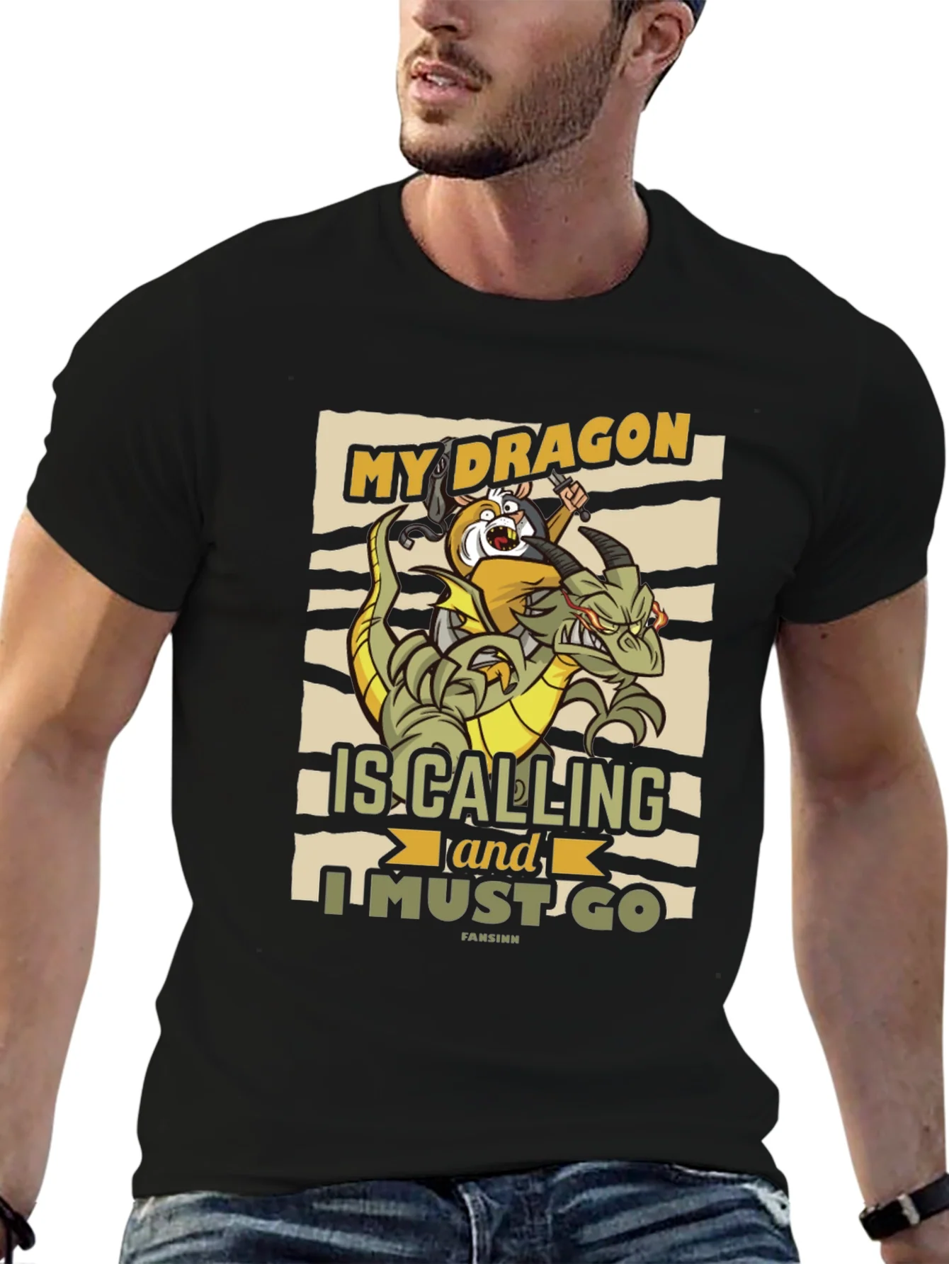 Camiseta Negra My Dragon is Calling