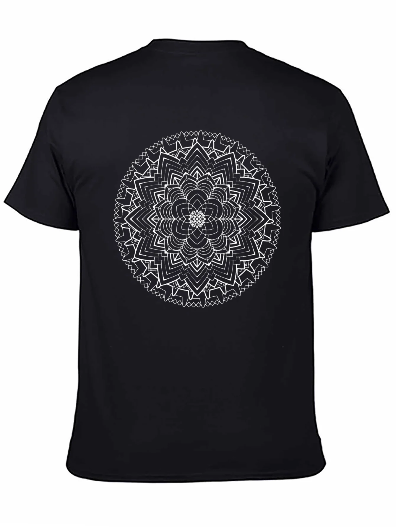 Camiseta Negra Mandala Abstracta Hombre Casual