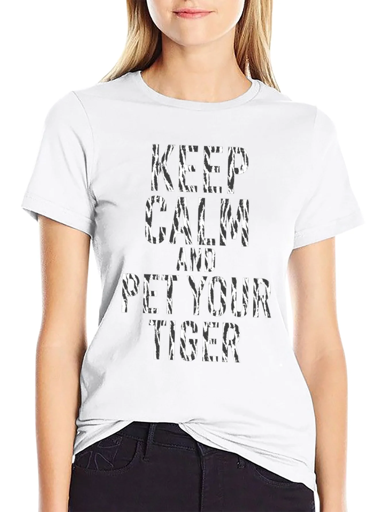 Rebbecca Keep Calm and Pet Your Tiger Graphic T-Shirt
