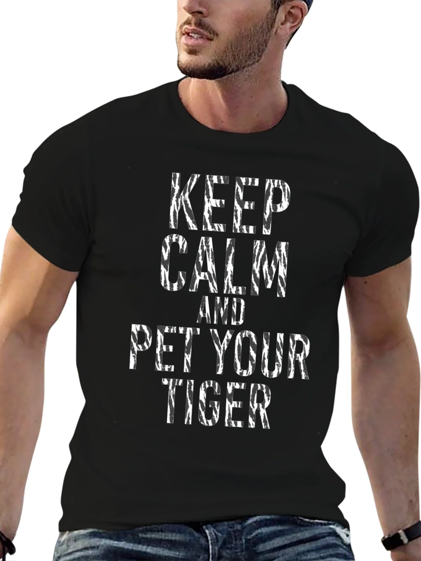 Rebbecca Keep Calm and Pet Your Tiger Graphic T-Shirt