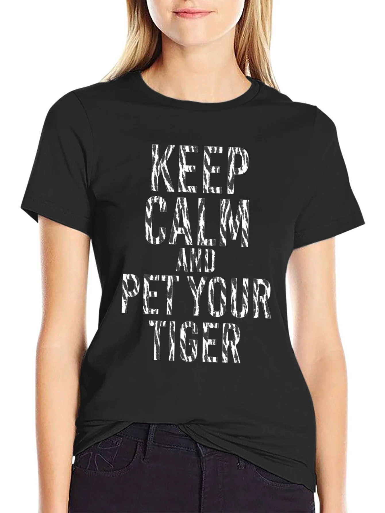 Rebbecca Keep Calm and Pet Your Tiger Graphic T-Shirt