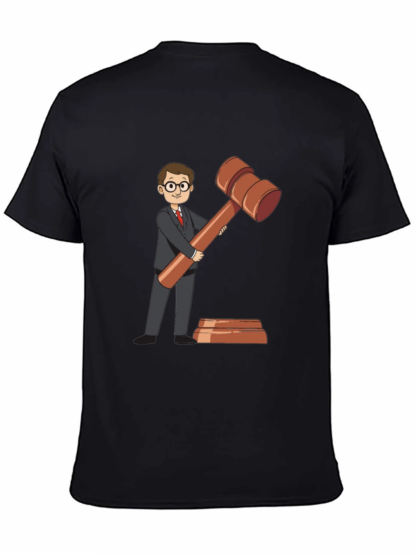 Camiseta Negra con Dise?o de Abogado y Mazo