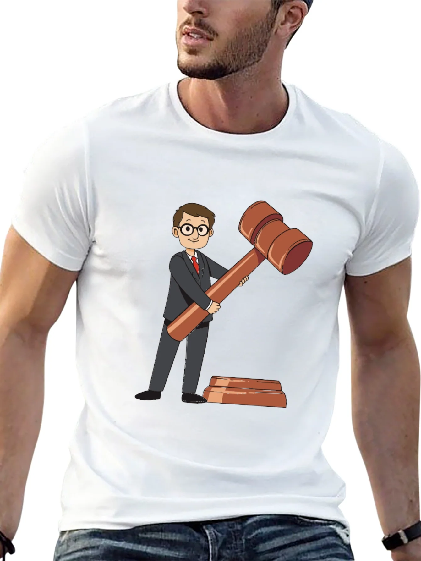 Camiseta Negra con Dise?o de Abogado y Mazo