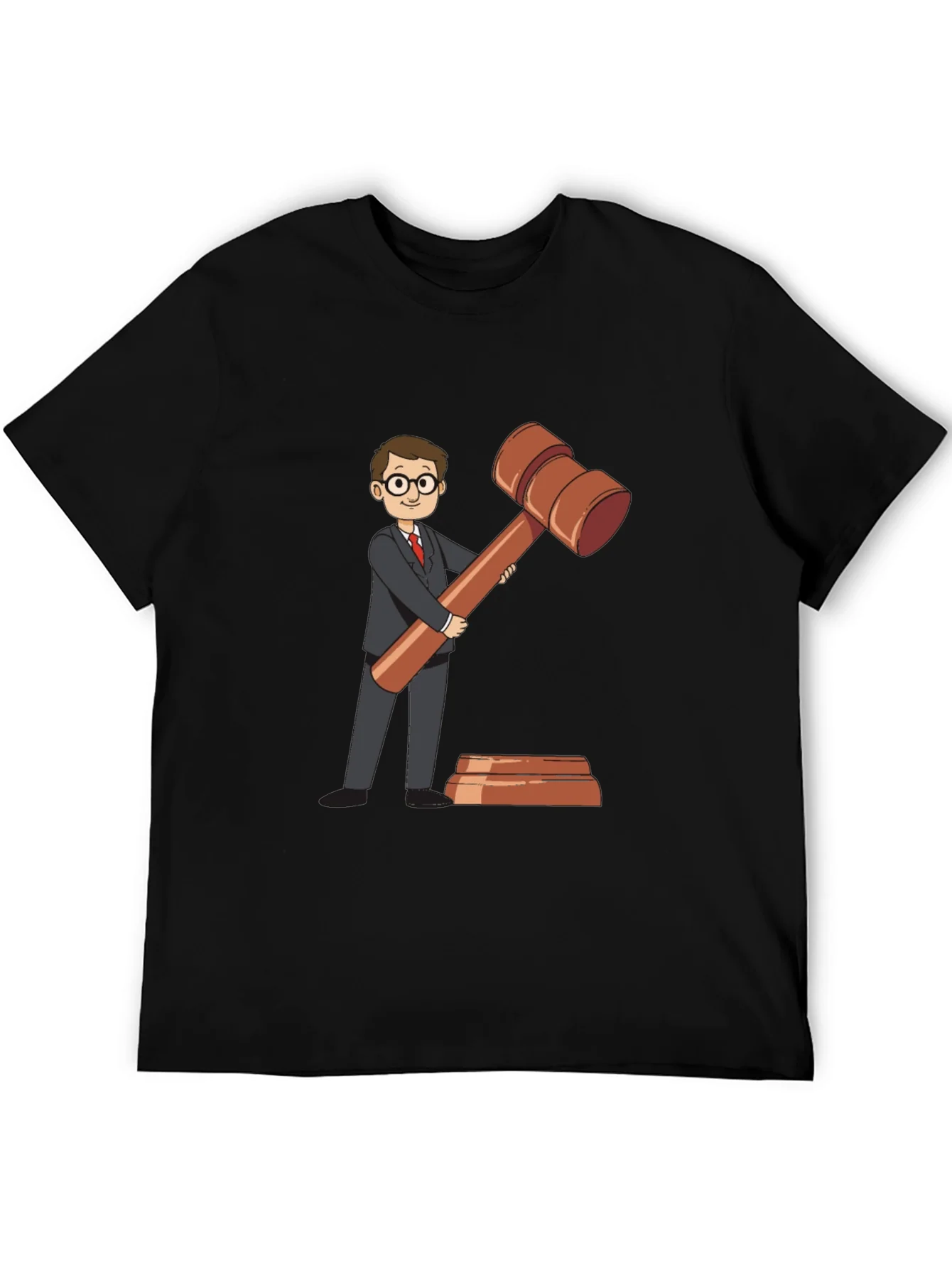 Camiseta Negra con Dise?o de Abogado y Mazo