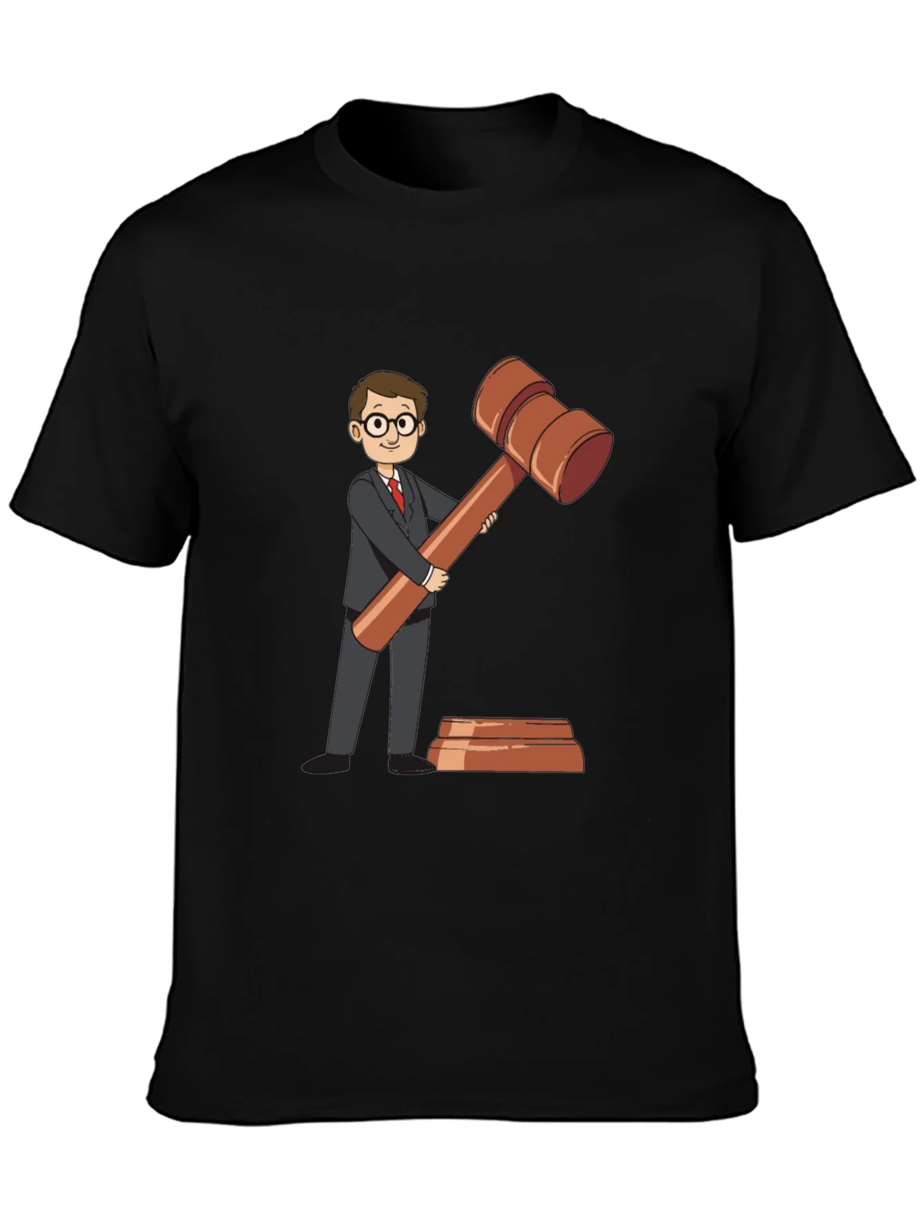Camiseta Negra con Dise?o de Abogado y Mazo