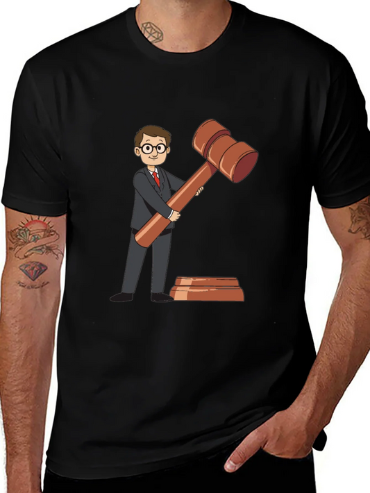 Camiseta Negra con Dise?o de Abogado y Mazo