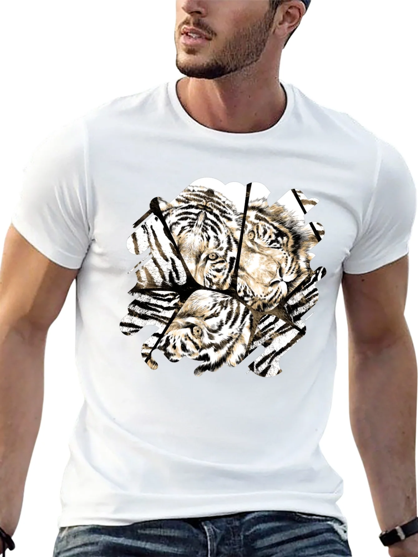 Rebbecca Tiger Graphic Black T-Shirt for Men