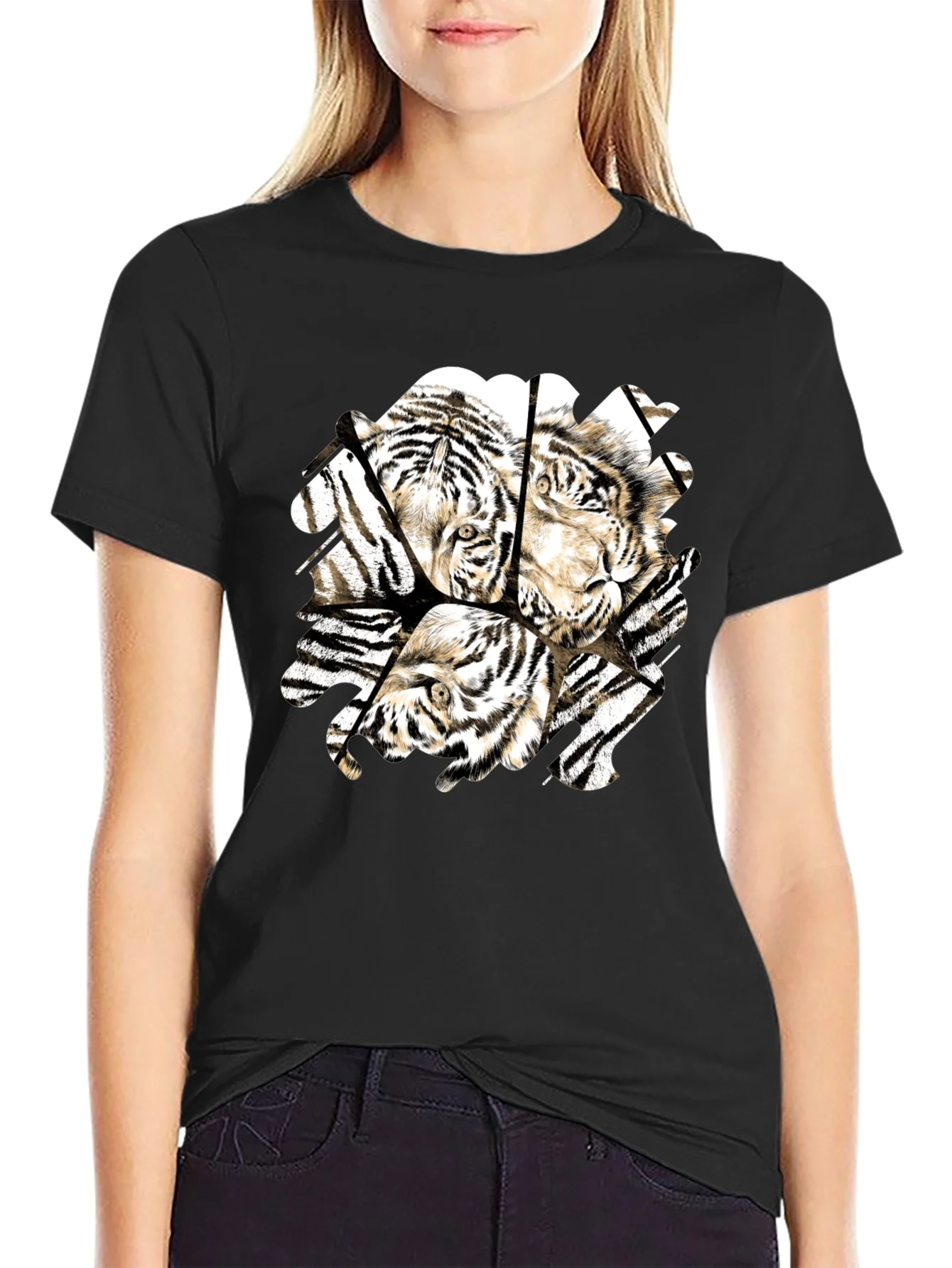 Rebbecca Tiger Graphic Black T-Shirt for Men