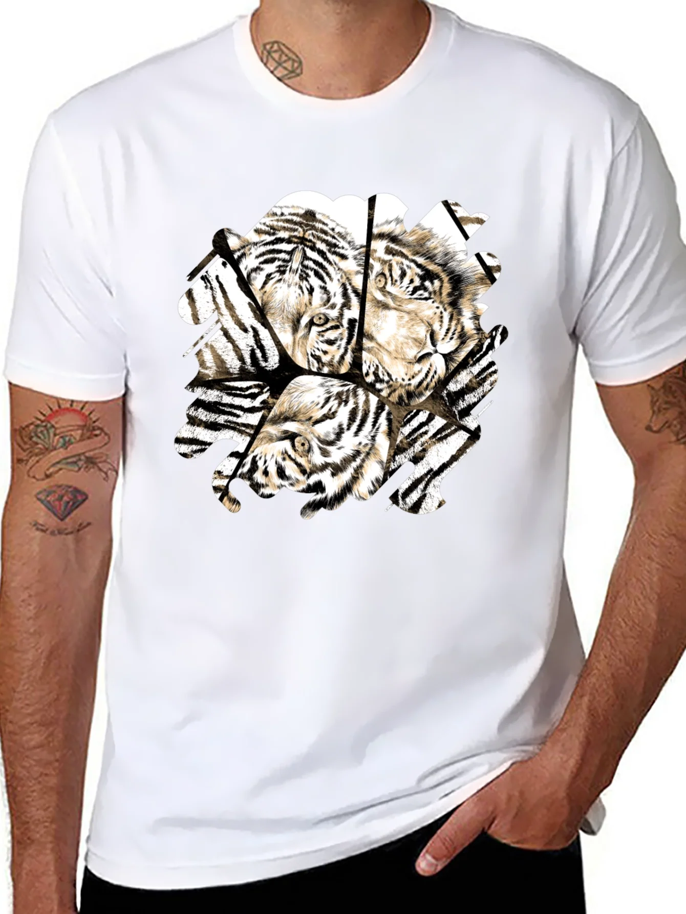 Rebbecca Tiger Graphic Black T-Shirt for Men
